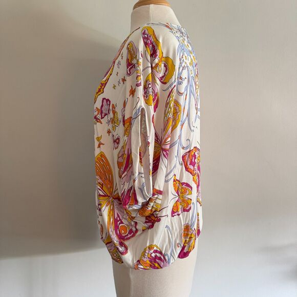 Italian Designer Emilio Pucci Butterfly Sleeve Scoop Neck Top - Size 42 - Picture 5 of 14